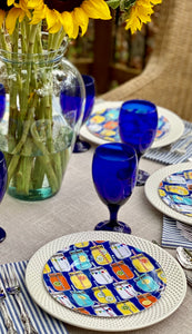 Blue Mason Jar Salad + Dinner Plate Set