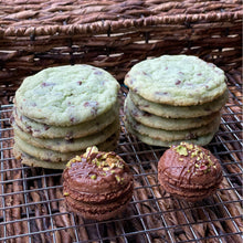 Load image into Gallery viewer, Mint Chocolate Chip Cookies & Chocolate Pistachio Macarons
